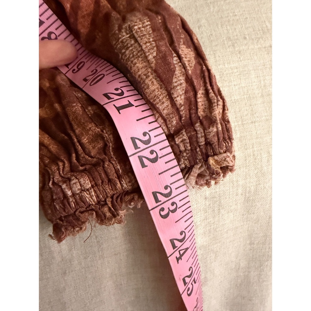Pilcro Anthropologie Animal Print Pintuck Cotton Blouse XS Brown Earthy Boho - Picture 8 of 8